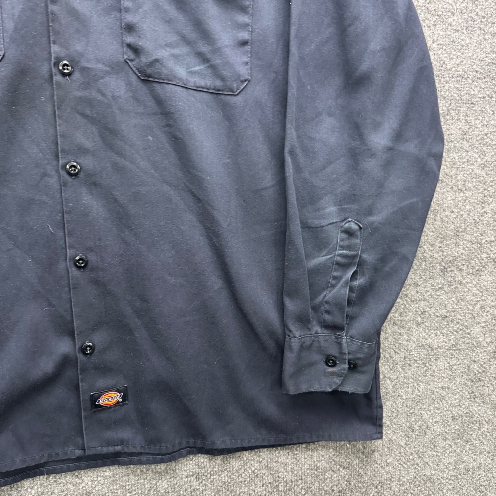 Dickies Flex Work Shirt Mens XL Navy Blue Long Sleeve Button Front Casual - Picture 2 of 12